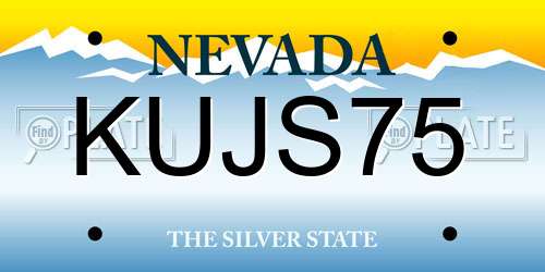 KUJS75 Nevada License Plate