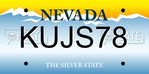 KUJS78 Nevada License Plate