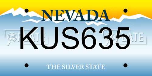 KUS635 Nevada License Plate