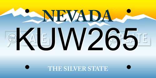 KUW265 Nevada License Plate