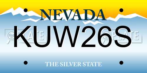 KUW26S Nevada License Plate