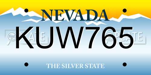 KUW765 Nevada License Plate