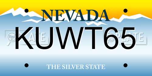 KUWT65 Nevada License Plate
