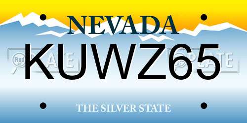 KUWZ65 Nevada License Plate