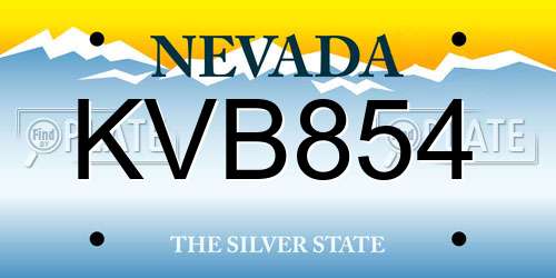 KVB854 Nevada License Plate