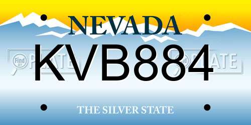 KVB884 Nevada License Plate