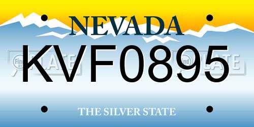 KVF0895 Nevada License Plate