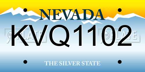 KVQ1102 Nevada License Plate