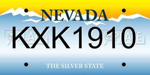 KXK1910 Nevada License Plate