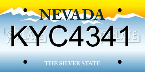KYC4341 Nevada License Plate