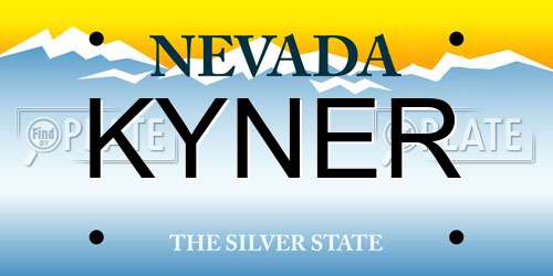 KYNER Nevada License Plate