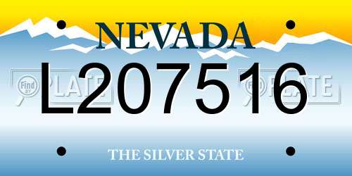L207516 Nevada License Plate