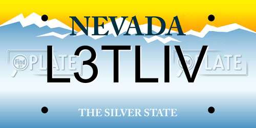 L3TLIV Nevada License Plate