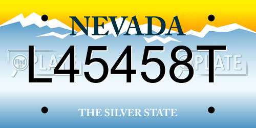 L45458T Nevada License Plate