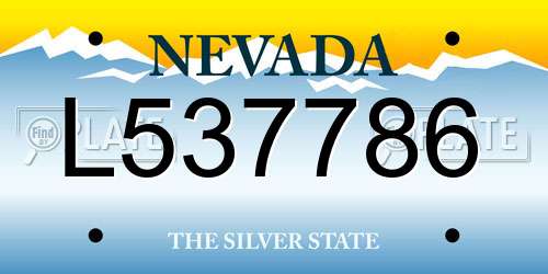 L537786 Nevada License Plate