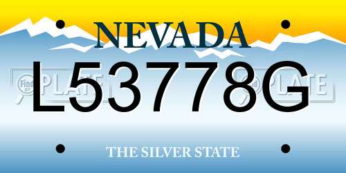 L53778G Nevada License Plate
