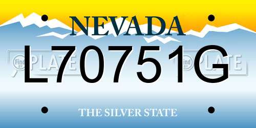 L70751G Nevada License Plate