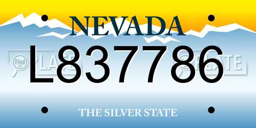 L837786 Nevada License Plate