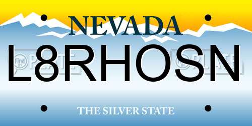 L8RHOSN Nevada License Plate