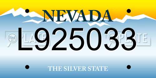 L925033 Nevada License Plate