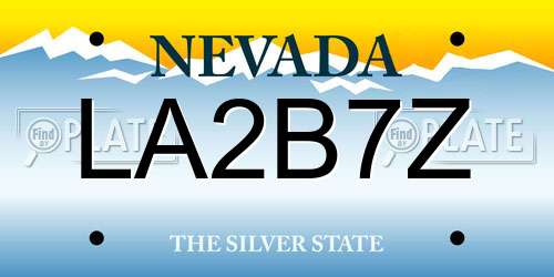 LA2B7Z Nevada License Plate