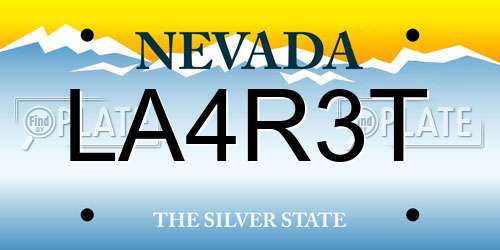 LA4R3T Nevada License Plate