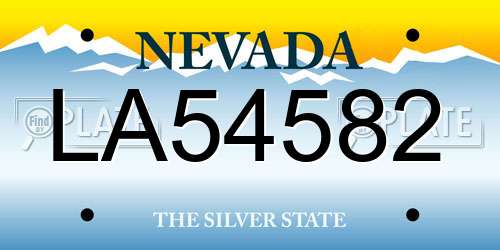 LA54582 Nevada License Plate