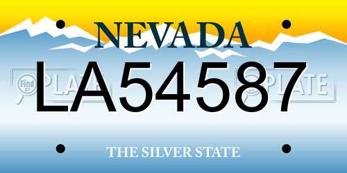 LA54587 Nevada License Plate