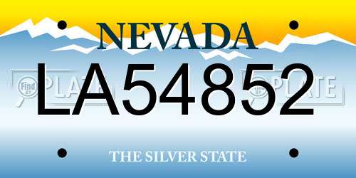LA54852 Nevada License Plate