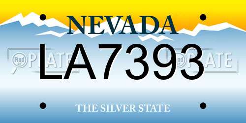 LA7393 Nevada License Plate