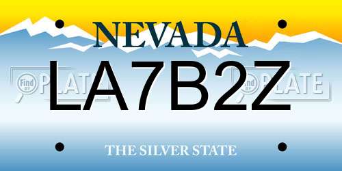 LA7B2Z Nevada License Plate