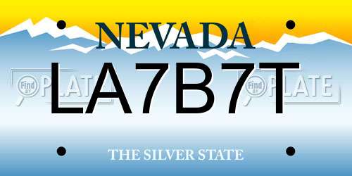 LA7B7T Nevada License Plate