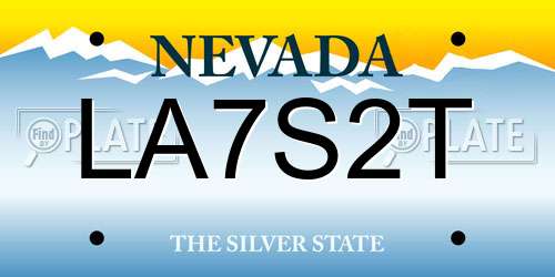LA7S2T Nevada License Plate