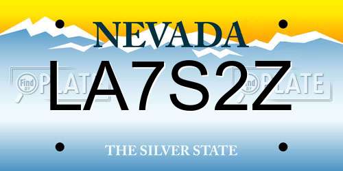 LA7S2Z Nevada License Plate