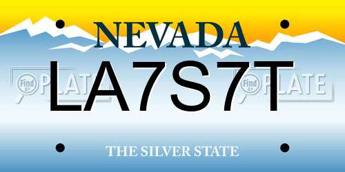 LA7S7T Nevada License Plate