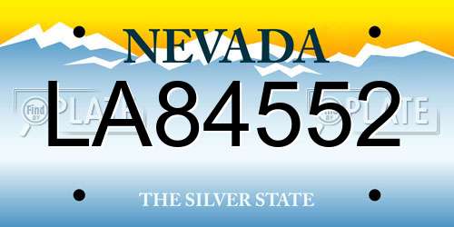 LA84552 Nevada License Plate