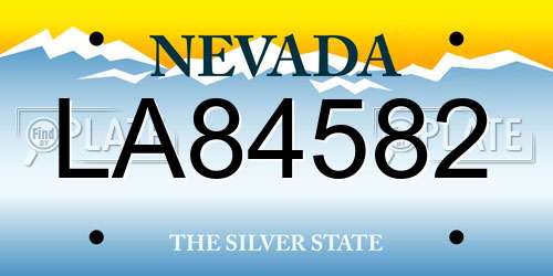 LA84582 Nevada License Plate