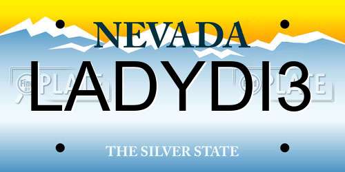 LADYDI3 Nevada License Plate