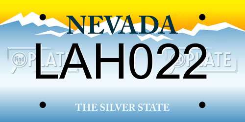 LAH022 Nevada License Plate