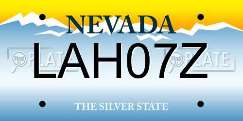 LAH07Z Nevada License Plate