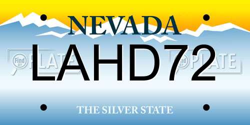 LAHD72 Nevada License Plate