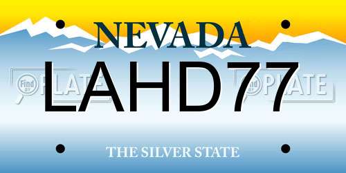LAHD77 Nevada License Plate