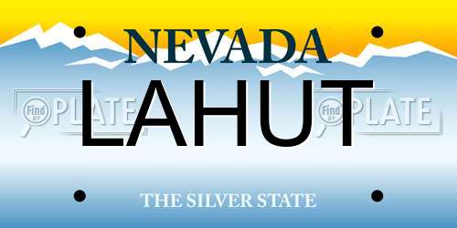 LAHUT Nevada License Plate