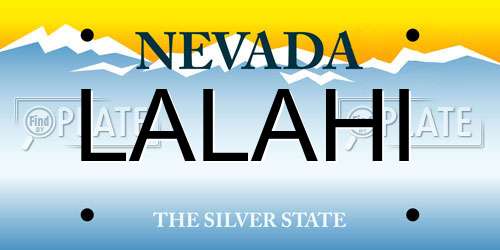 LALAHI Nevada License Plate