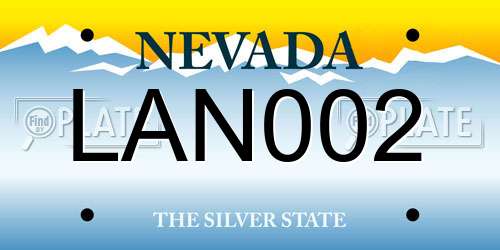 LAN002 Nevada License Plate