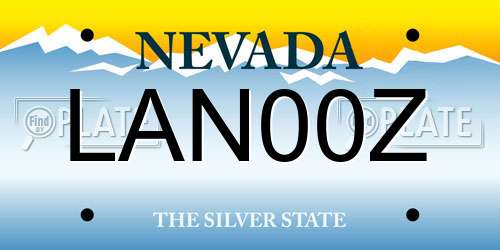 LAN00Z Nevada License Plate