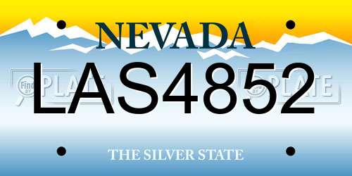 LAS4852 Nevada License Plate