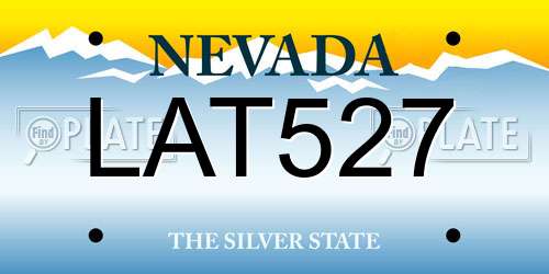 LAT527 Nevada License Plate