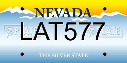 LAT577 Nevada License Plate