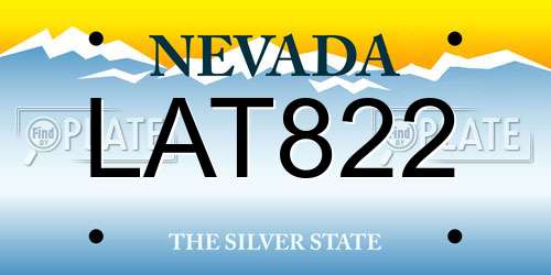 LAT822 Nevada License Plate